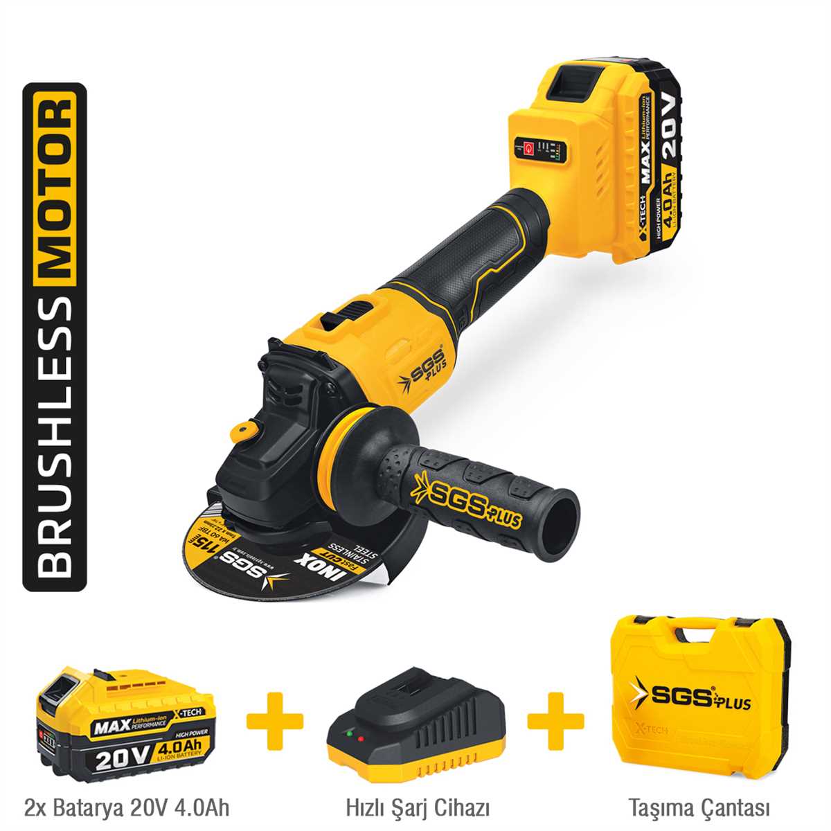 AVUÇ TAŞLAMA MAKİNESİ SETİ 20V 2*4.0A.h (KÖMÜRSÜZ MOTOR)